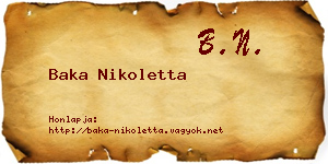 Baka Nikoletta névjegykártya
